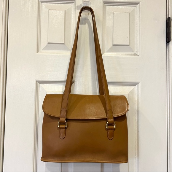 Vintage Coach 9808 Equestrian Flap Shopper Shoulder Bag in Toffee Tan Brown